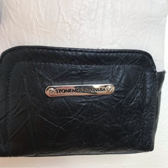 Stone Mountain Leather Black Off White Crossbody Handbag Purse Made in USA - Picture 3 of 12